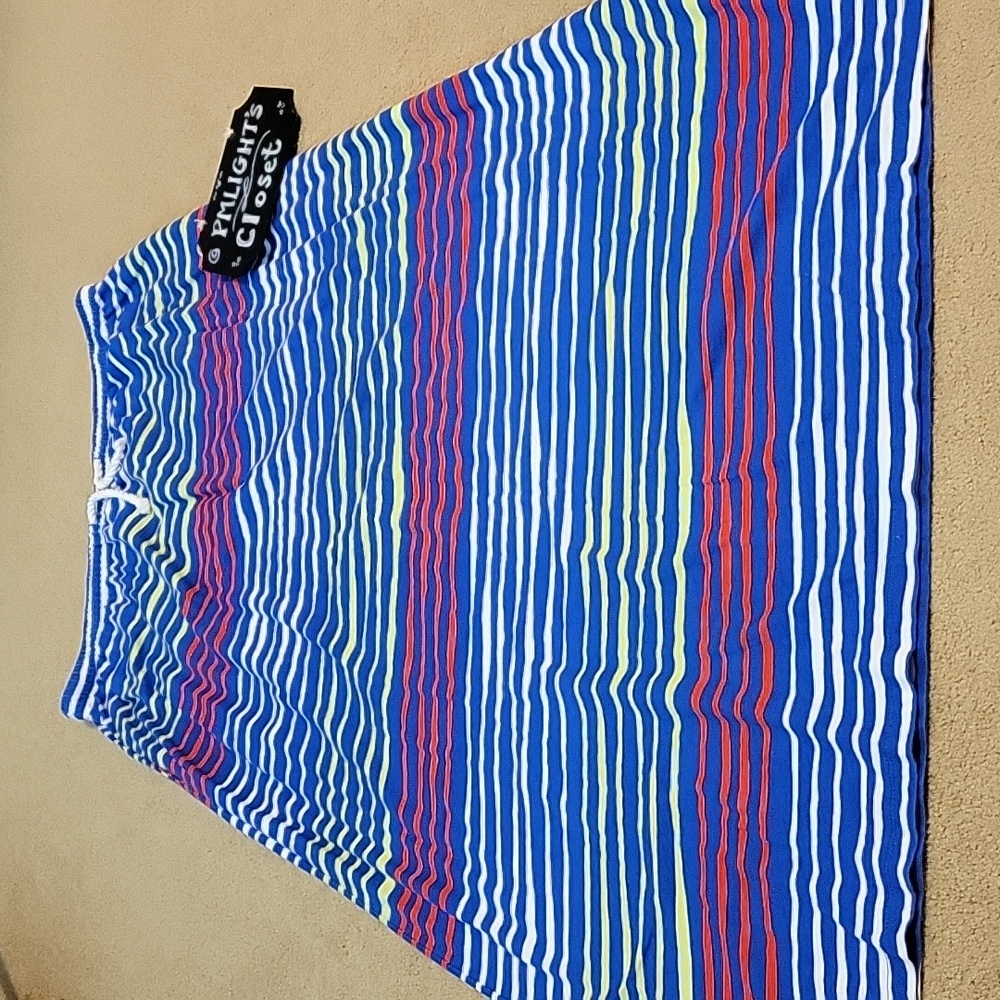 Tommy Hilfiger Skirt Large Stripe Blue White Lime Green Red Nautical